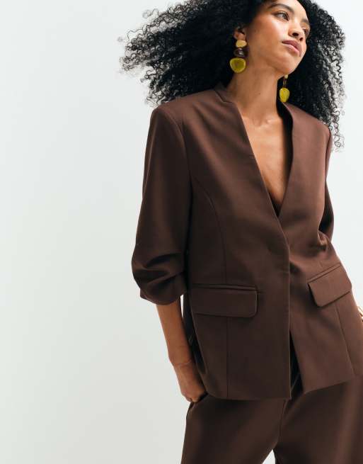 ASOS ADAPTIVE kraglösa kavaj i chokladbrun, 3 av 10