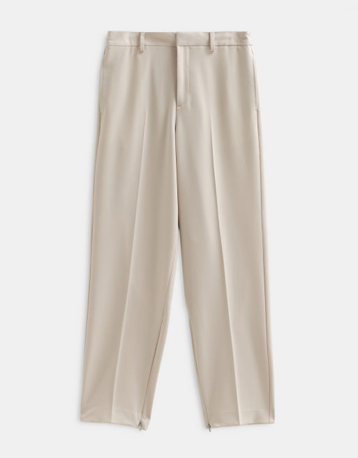 ASOS ADAPTIVE lockere, schmal zulaufende Anzughose in Stone, 5 von 9