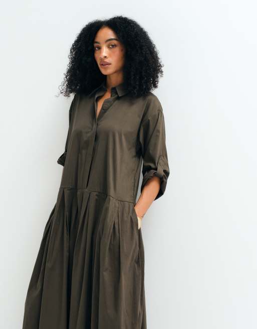 ASOS ADAPTIVE Midikleid im Hemdblusenstil mit Magnetdruckknöpfen in Grün, 3 von 10