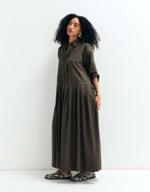 ASOS ADAPTIVE Midikleid im Hemdblusenstil mit Magnetdruckknöpfen in Grün, 4 von 10