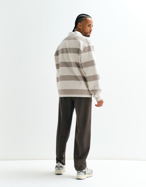 ASOS ADAPTIVE - pantalones de traje holgados de corte tapered en beige, 3 de 9