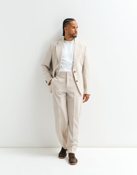 ASOS ADAPTIVE pantalones de traje tapered relajados en piedra - view 1