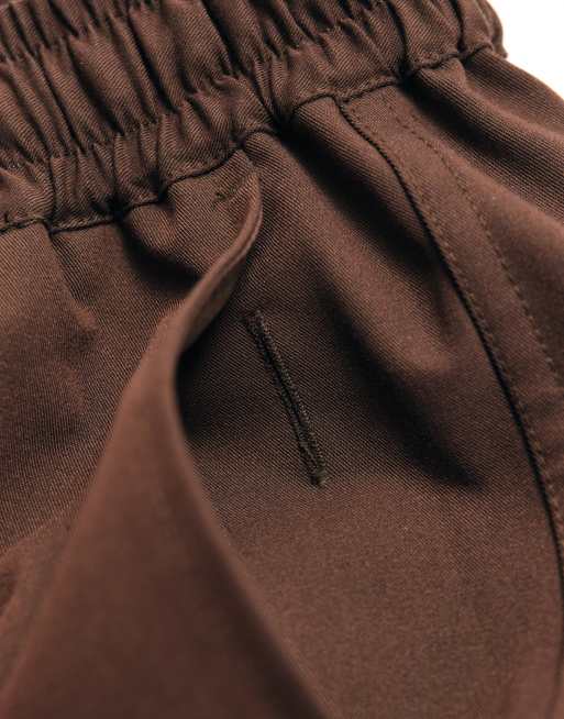 ASOS ADAPTIVE pull on elasticated waistband pant in chocolate, 8 of 10