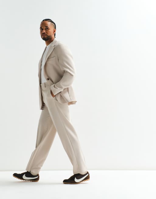 ASOS ADAPTIVE relaxed tapered suit pants in stone, 3 of 9