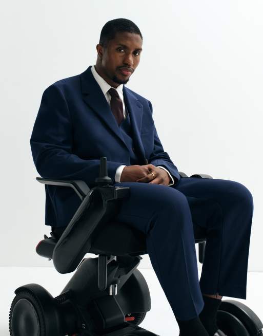 ASOS ADAPTIVE relaxed tapered suit trousers in navy, 3 of 9