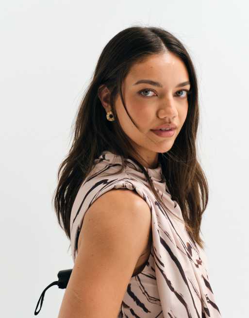 ASOS ADAPTIVE robe longue sans manches à drapé imprimé abstrait, 3 de 10