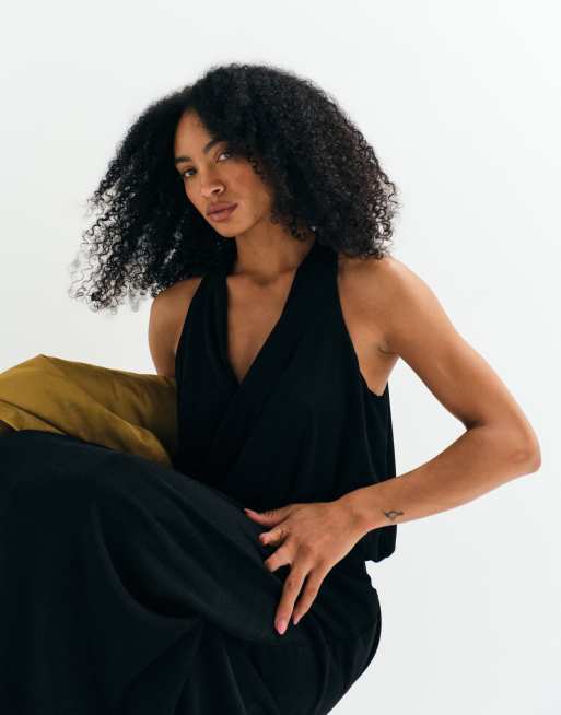 ASOS ADAPTIVE robe portefeuille fluide en jersey noir, 6 de 9