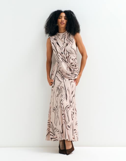 ASOS ADAPTIVE sleeveless drape maxi dress in abstract print, 4 of 10
