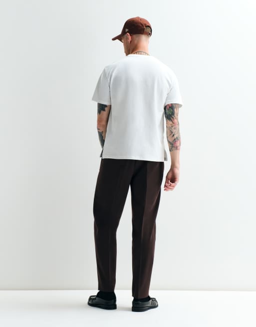 ASOS ADAPTIVE tailored relaxed tapered trousers in brown, 4 of 9