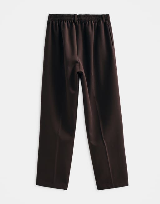 ASOS ADAPTIVE tailored relaxed tapered trousers in brown, 6 of 9