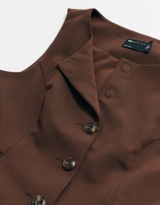 ASOS ADAPTIVE tailored waistcoat in chocolate, 9 of 10