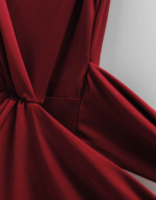 ASOS ADAPTIVE tie front jersey dress in burgundy, 10 of 10