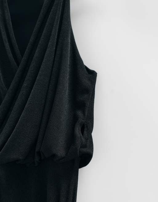 ASOS ADAPTIVE vestito in jersey fluido nero con drappeggio e chiusura avvolgente, 9 di 9