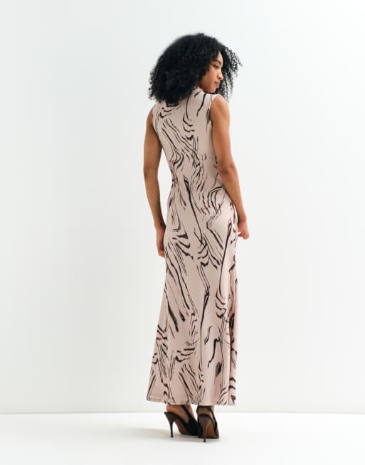 ASOS ADAPTIVE vestito lungo senza maniche con drappeggio e stampa astratta, 6 di 10