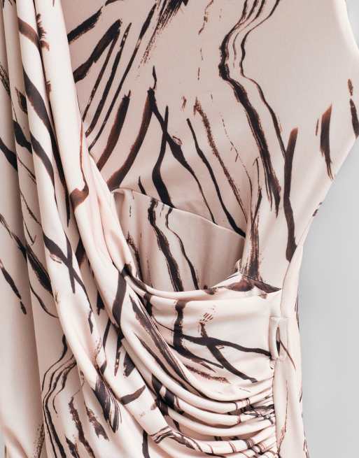 ASOS ADAPTIVE vestito lungo senza maniche con drappeggio e stampa astratta, 9 di 10