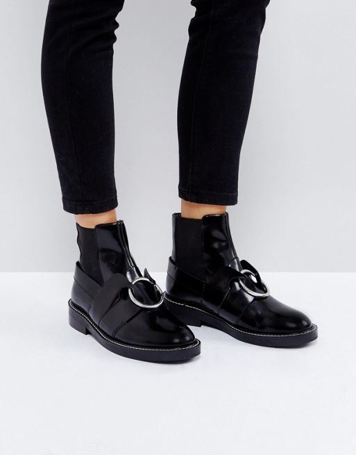 ASOS | ASOS ADEL Leather Ring Ankle Boots