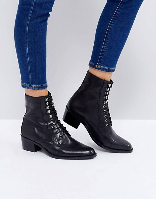 ASOS AILEEN Leather Lace Up Boots | ASOS