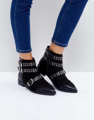 studded buckle booties