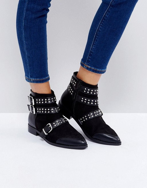 ASOS AINSLEY Studded Buckle Ankle Boots | ASOS