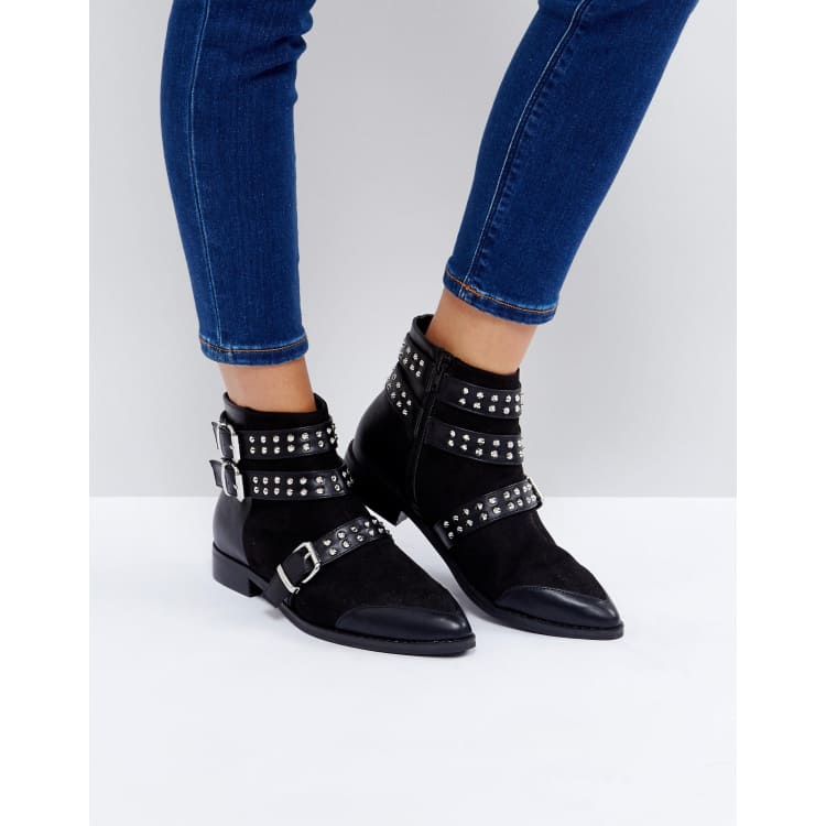 ASOS AINSLEY Studded Buckle Ankle Boots ASOS