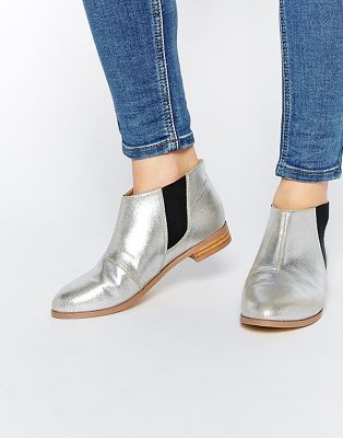 silver flat boots
