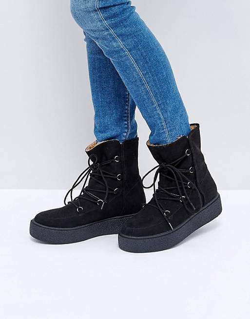 ASOS ALARNA Lace Up Snow Boots