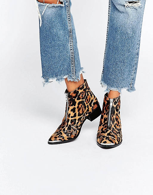 ASOS ALEXIS Leather Zip Ankle Boots