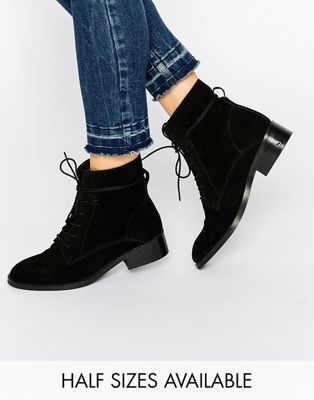 black suede lace boots
