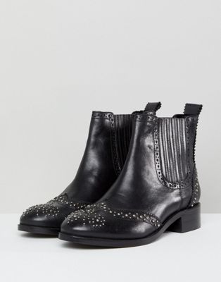 leather studded chelsea boots