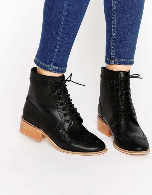 ASOS - AMAR - Stivaletti brogue stringati in pelle