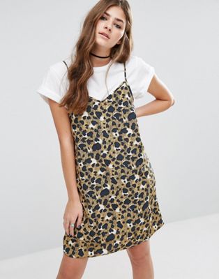leopard print cami shift dress