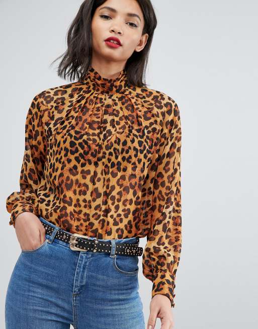 ASOS | ASOS Animal Print High Neck Blouse