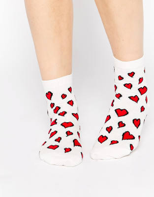 love heart trainer socks
