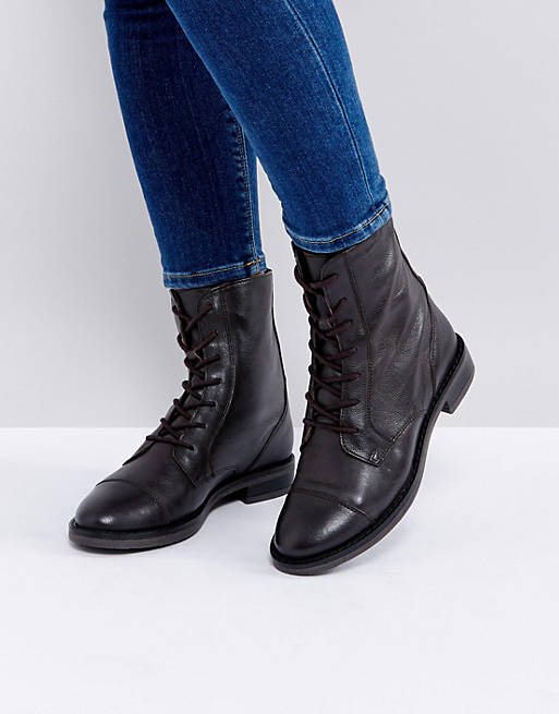 ASOS ANYWHERE Leather Lace Up Boots | ASOS