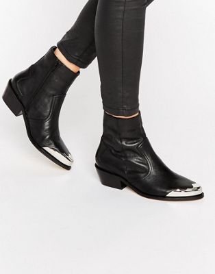 leather western ankle boots