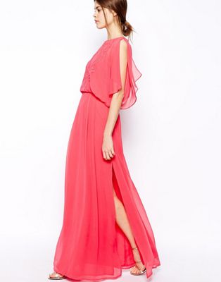ASOS | ASOS Applique Flutter Sleeve Maxi Dress