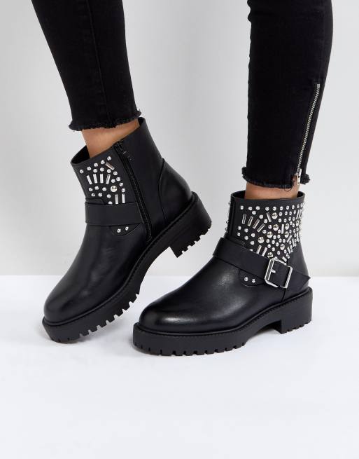 Studded biker outlet boots