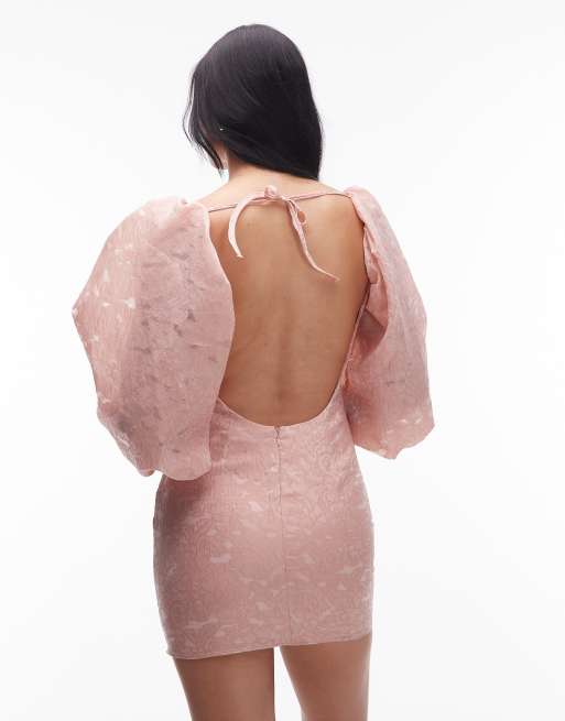 ASOS ARCHIVE - Mini-jurk met pofmouwen en manchetten in oudroze, 2 van 4