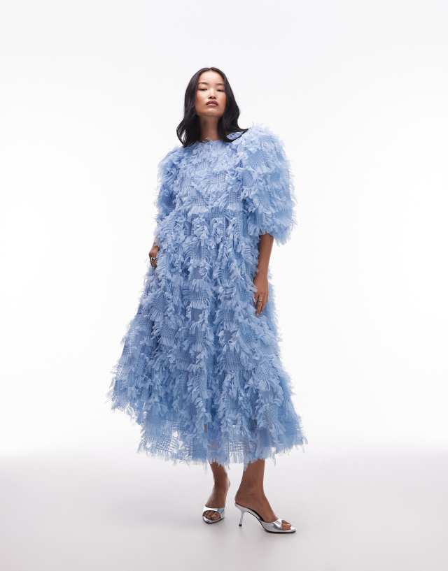 blue oversized dress ASOS ARCHIVE textured mesh midaxi in 47.6 Hem width ± best wedding dresses Emerald Green Shinning Birthday Trouser Waist:36