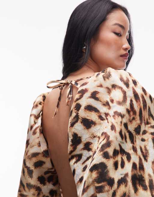 ASOS ARCHIVE puff sleeve cuffed mini dress in animal print