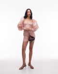 [ASOS DESIGN] ASOS ARCHIVE puff sleeve cuffed mini dress in dusky pink 8 Dusky pink