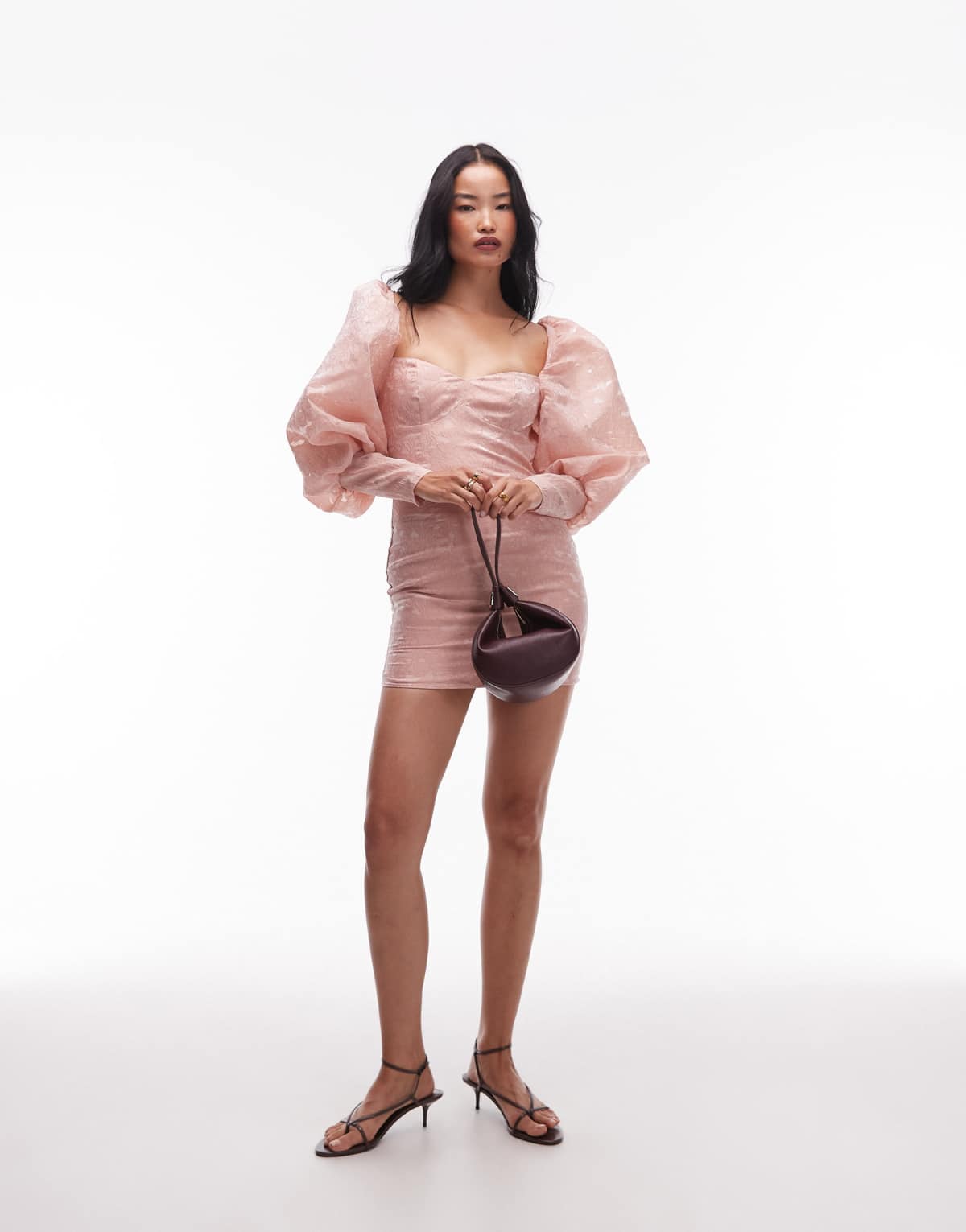 ASOS ARCHIVE puff sleeve cuffed mini dress in dusky pink