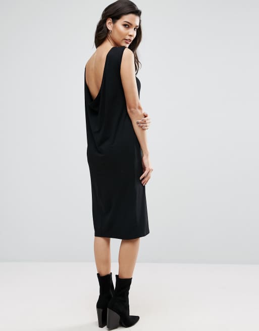 ASOS – Ärmelloses Midikleid mit Wasserfallausschnitt hinten