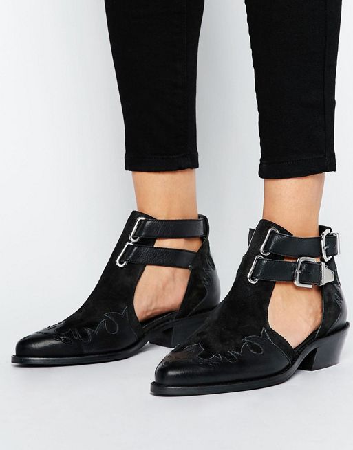 ASOS | ASOS ARROW Leather Western Cut Out Boots