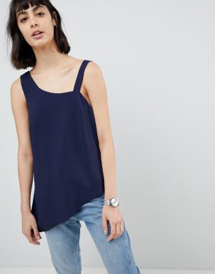 ASOS Asymmetric Cowl Back Vest-Navy Navy