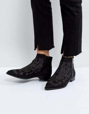 black suede studded ankle boots