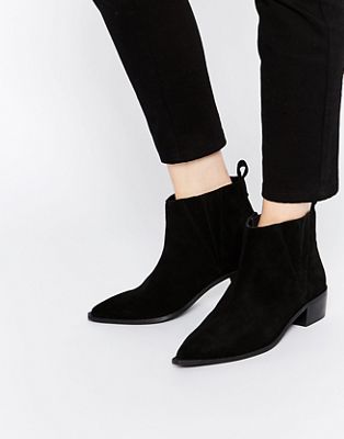 pointed suede booties