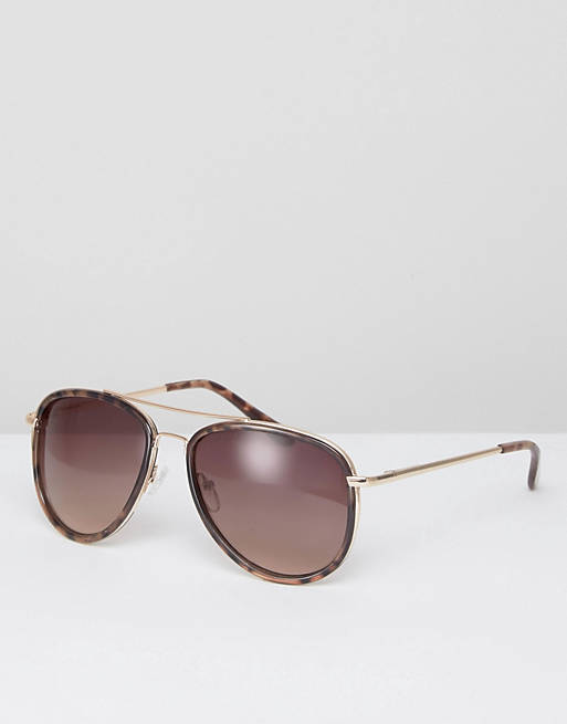 ASOS Aviator Sunglasses With Tort And Gold