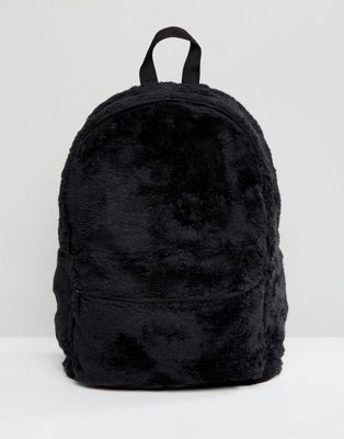ASOS Backpack In Black Faux Fur | ASOS