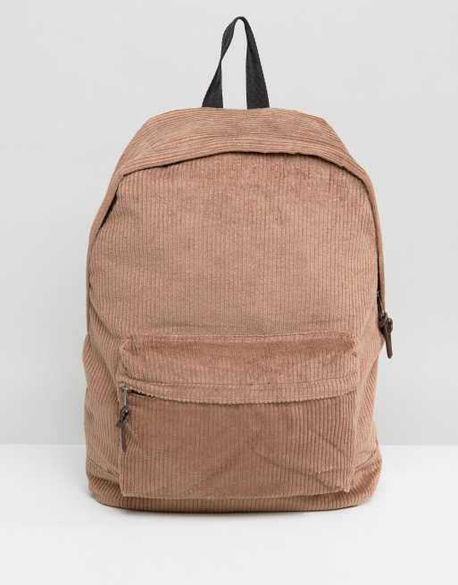 ASOS Backpack In Brown Cord ASOS